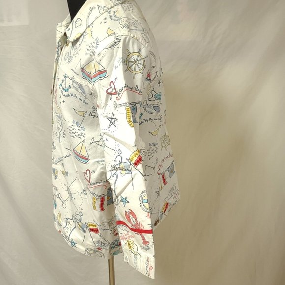 Vtg GRAFF Womens 1X White Nautical Seaside Embellished Button Down Jacket - Picture 9 of 14